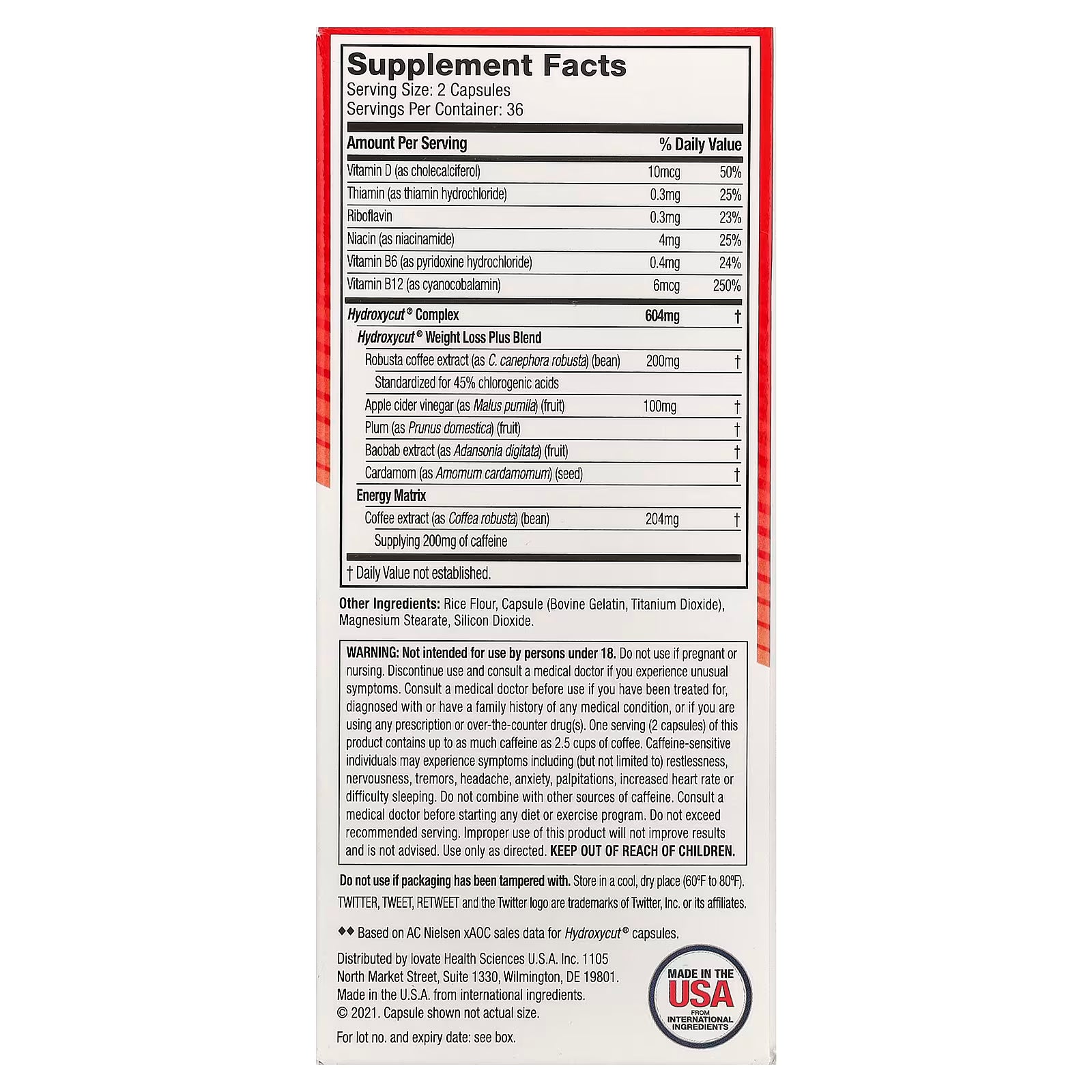 HYDROXYCUT ORIGINAL 72 CÁPSULAS MUSCLETECH